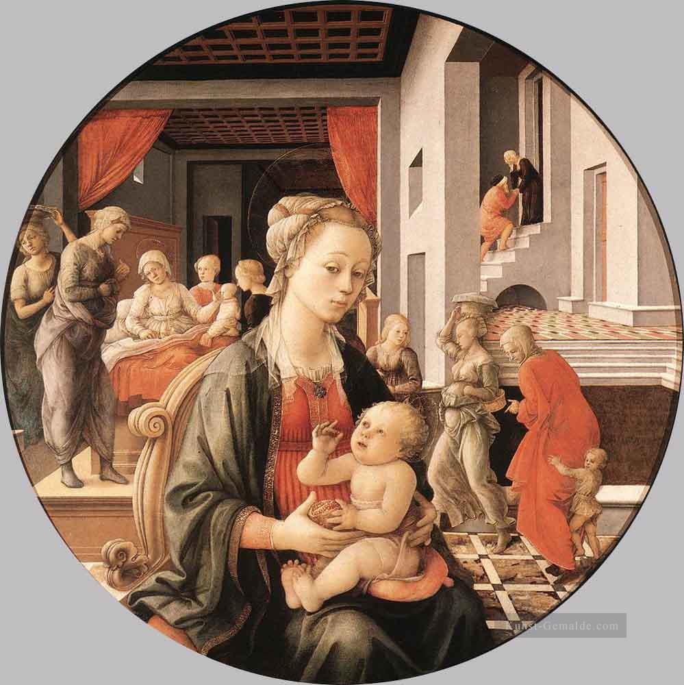 Jungfrau mit dem Kind und Szenen vom Leben von St Anne Renaissance Filippo Lippi Ölgemälde
